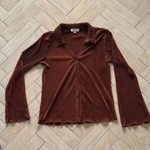 Silky Rust Ribbed Blouse